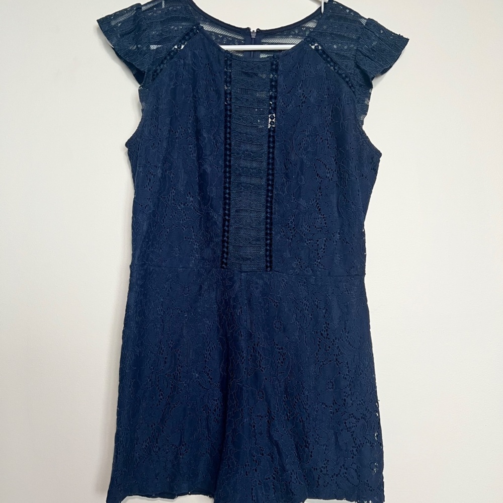 Navy Lace Zip-up Romper from Target